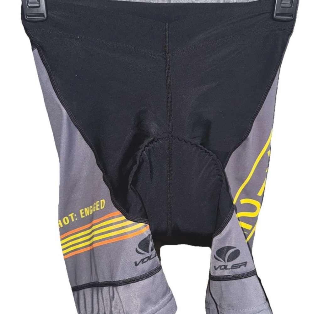 Voler Cycling Shorts Womens Medium Black Gray Yellow Padded Chamois Bike Chicago